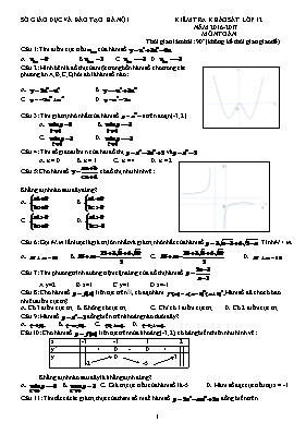 Kiểm tra khảo sát lớp 12 môn Toán học